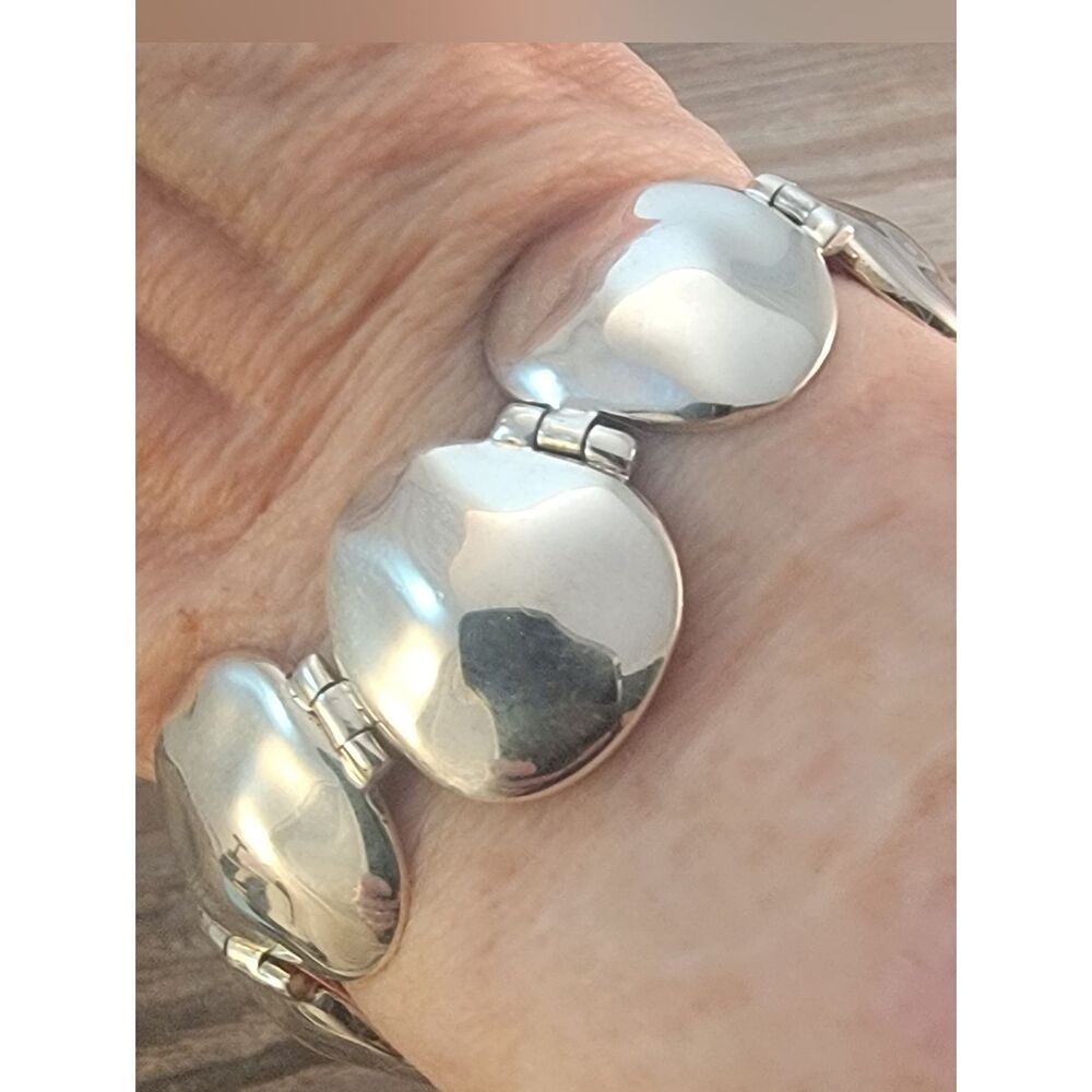 Silver Hammered Hinge Freeform Link Bracelet NEW!